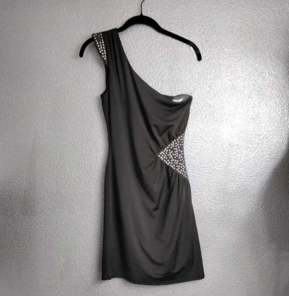 Women's Dark Grey One Shoulder Dress